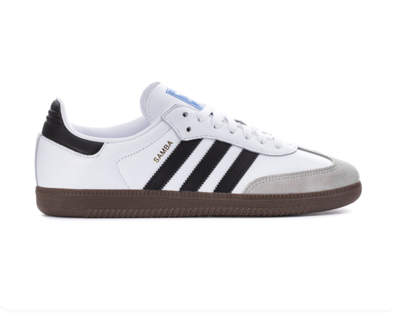 adidas Samba White and Grey Sneakers with Black Stripes