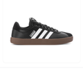 adidas Black Low-Top Sneakers with White Stripes and Brown Sole