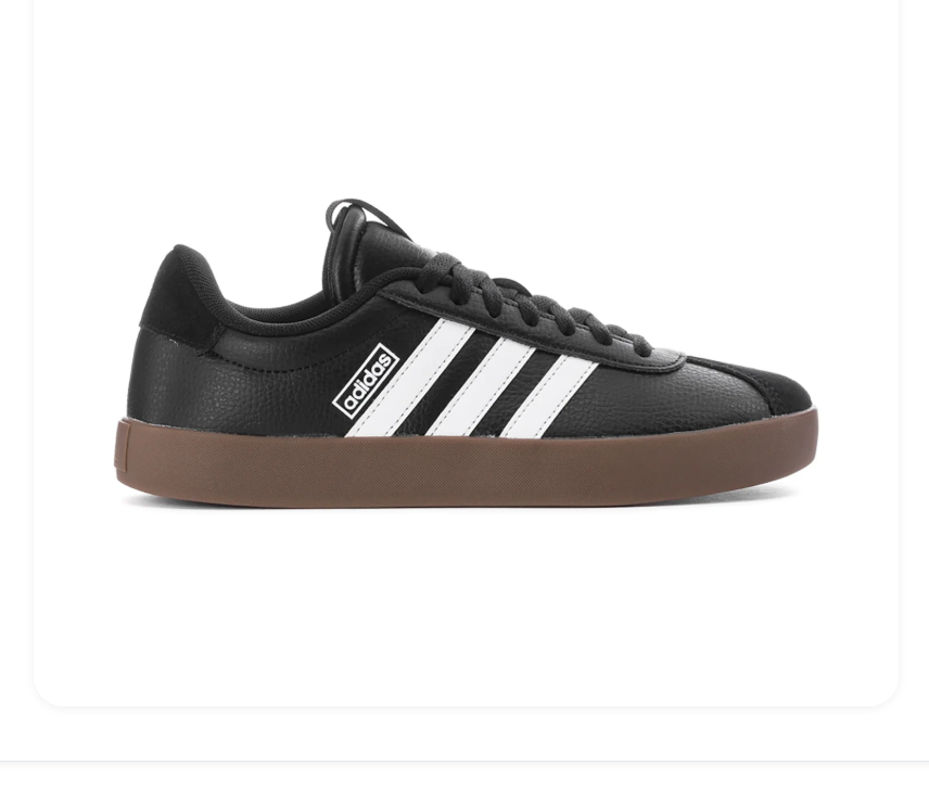 adidas Black Low-Top Sneakers with White Stripes and Brown Sole