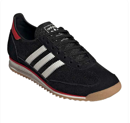 adidas Black Sneakers with White Stripes and Red Accents