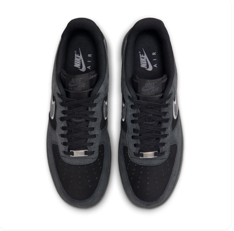 Nike Air Force 1 Low Black and Silver Sneakers