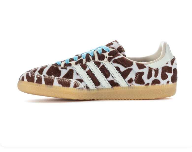 adidas Brown and White Animal-Print Low-Top Sneakers