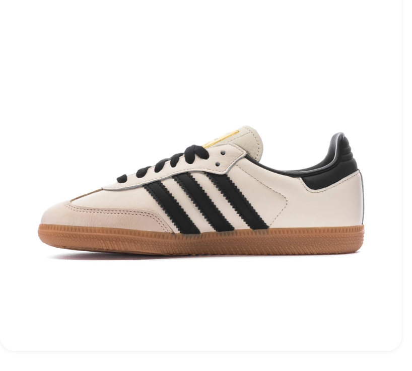 adidas Samba Cream Sneakers with Black Stripes and Gum Sole