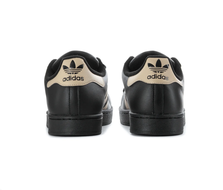 adidas Superstar Black Sneakers with Beige Stripes