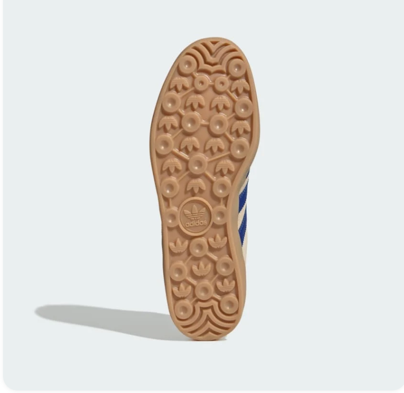 adidas Gazelle Beige Sneakers with Blue Stripes