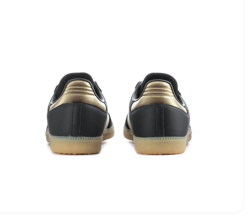 adidas Samba Black Sneakers with Gold Stripes and Gum Sole