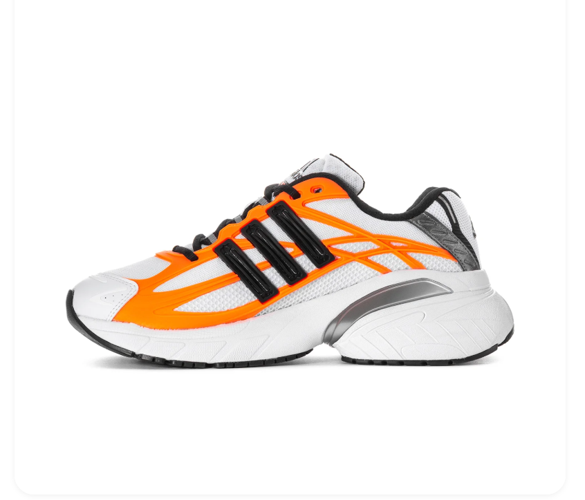 adidas Ozelia White Sneakers with Orange and Black Accents
