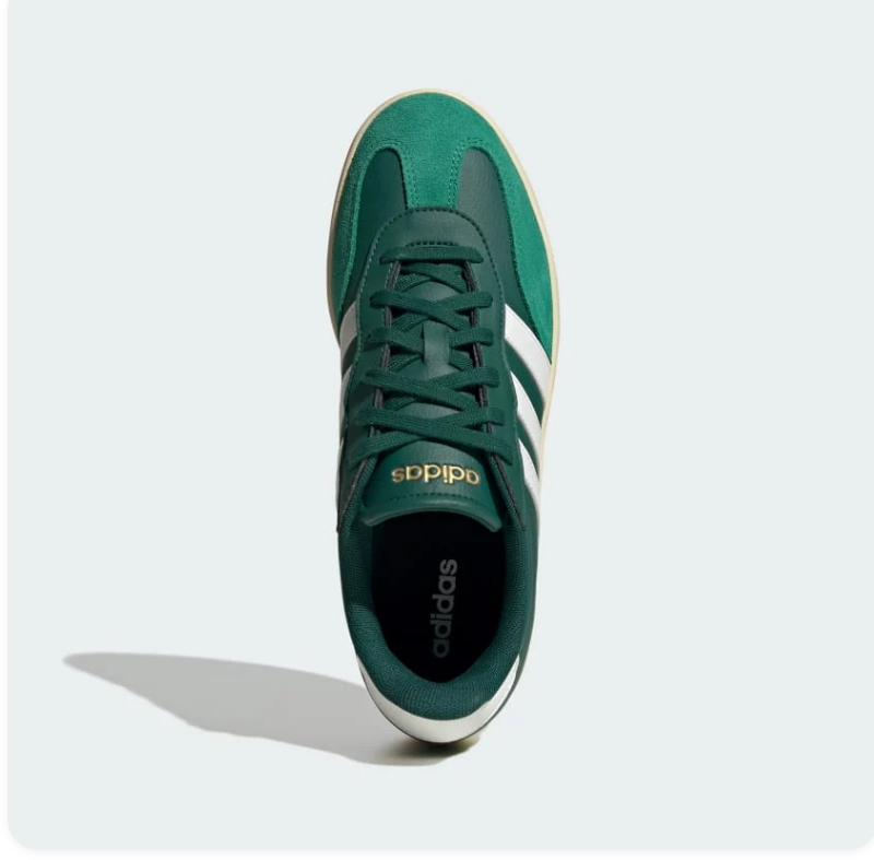 adidas Green Low-Top Sneakers with White Stripes and Cream Sole