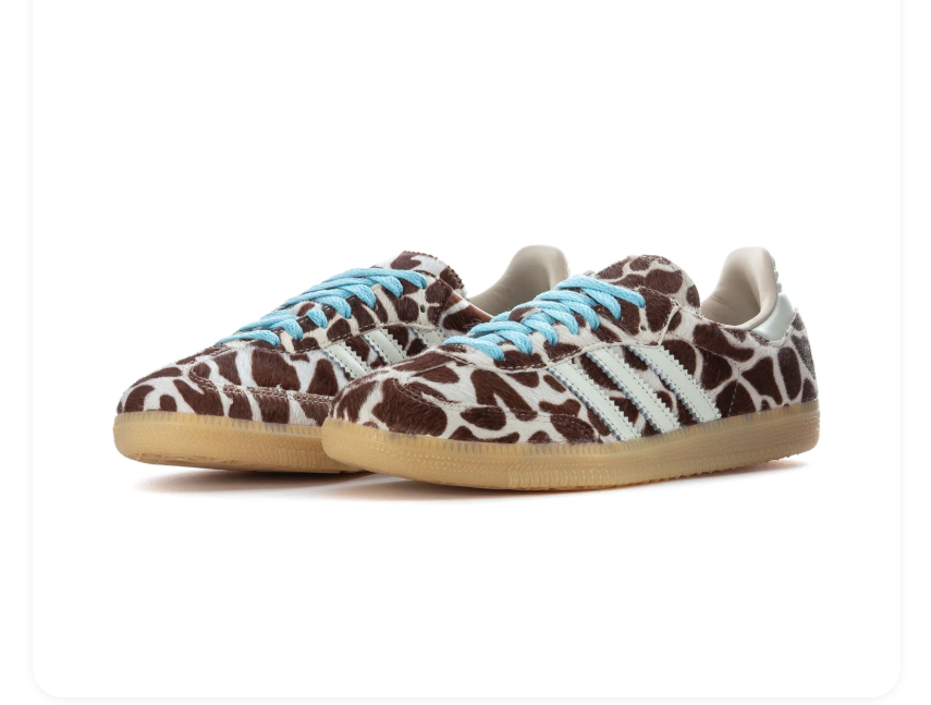 adidas Brown and White Animal-Print Low-Top Sneakers