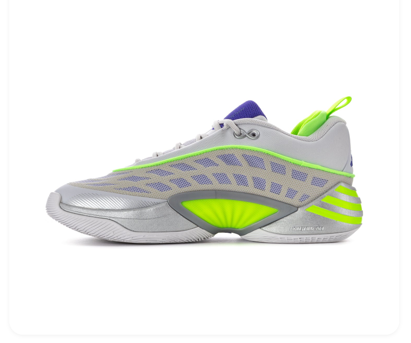 adidas Gray Low-Top Sneakers with Neon Green and Purple Accents