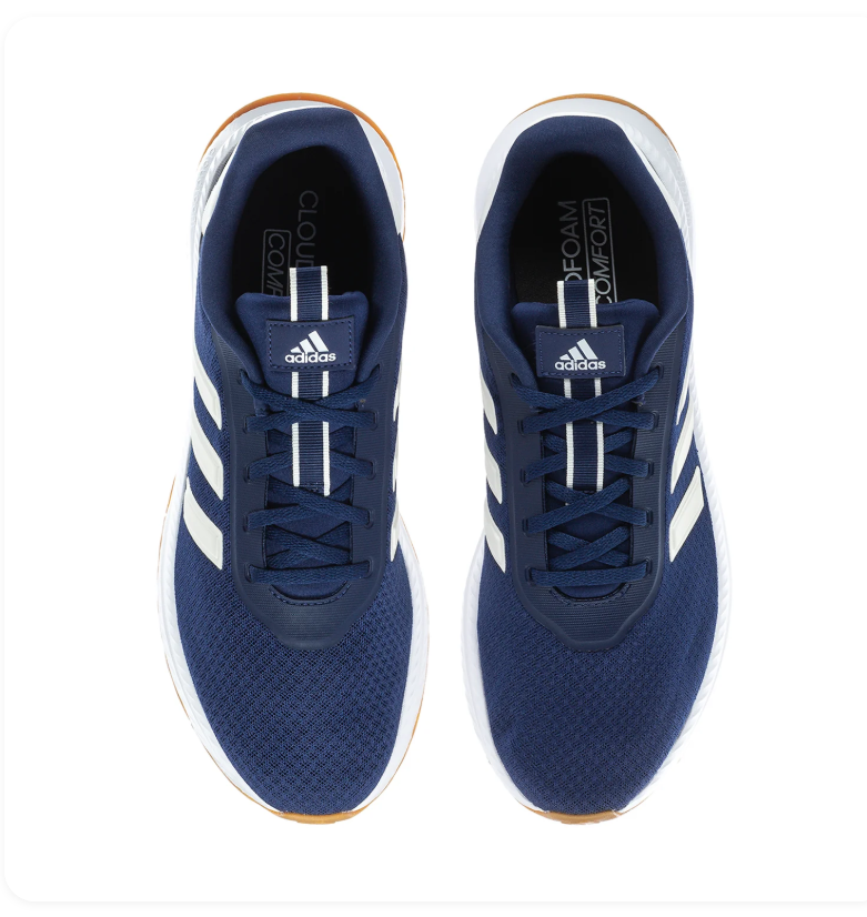 adidas Navy Blue Sneakers with White Stripes and Gum Sole