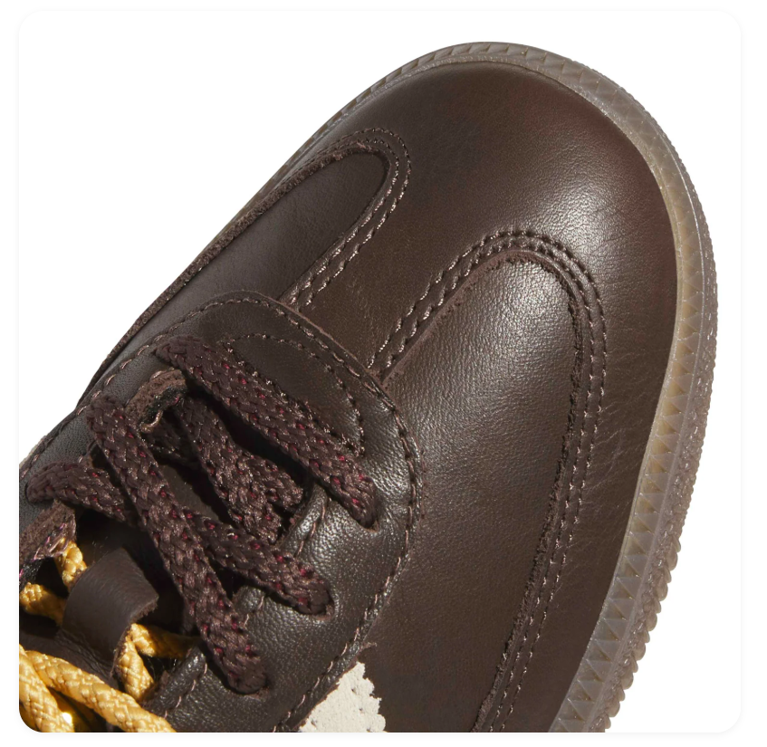 adidas Dark Brown Sneakers with Cream Stripes and Burgundy Heel