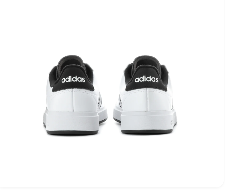 adidas White Sneakers with Black Stripes and Black Laces