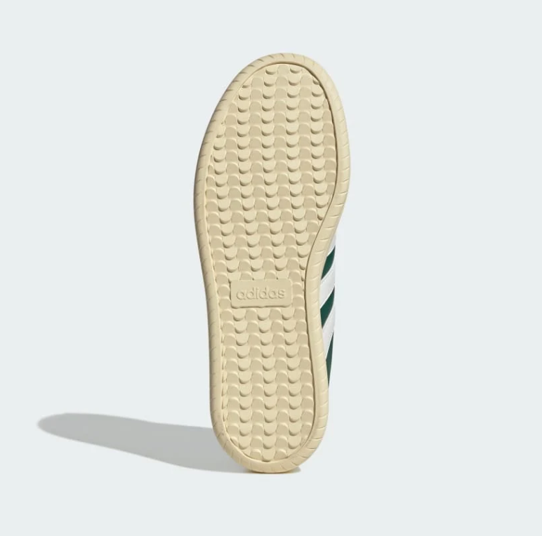 adidas Green Low-Top Sneakers with White Stripes and Cream Sole