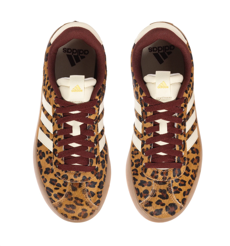 adidas Leopard Print Low-Top Sneakers with Burgundy Laces