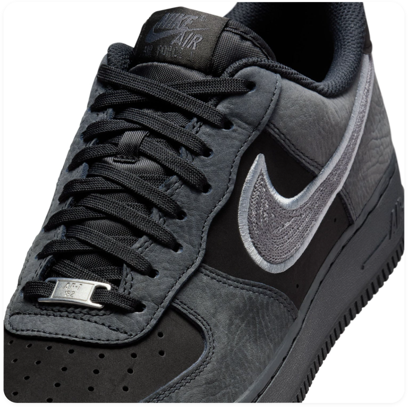 Nike Air Force 1 Low Black and Silver Sneakers