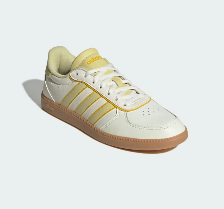 adidas Grand Court Cream Sneakers with Pale Yellow Stripes