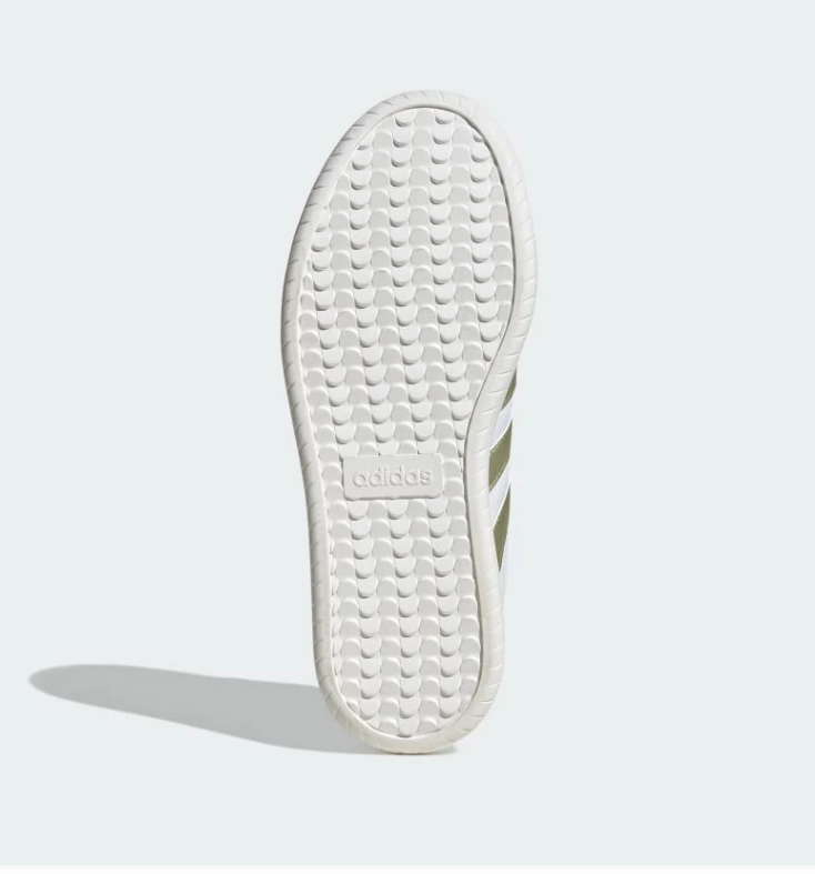 adidas White Sneakers with Gold Stripes and Thick Sole