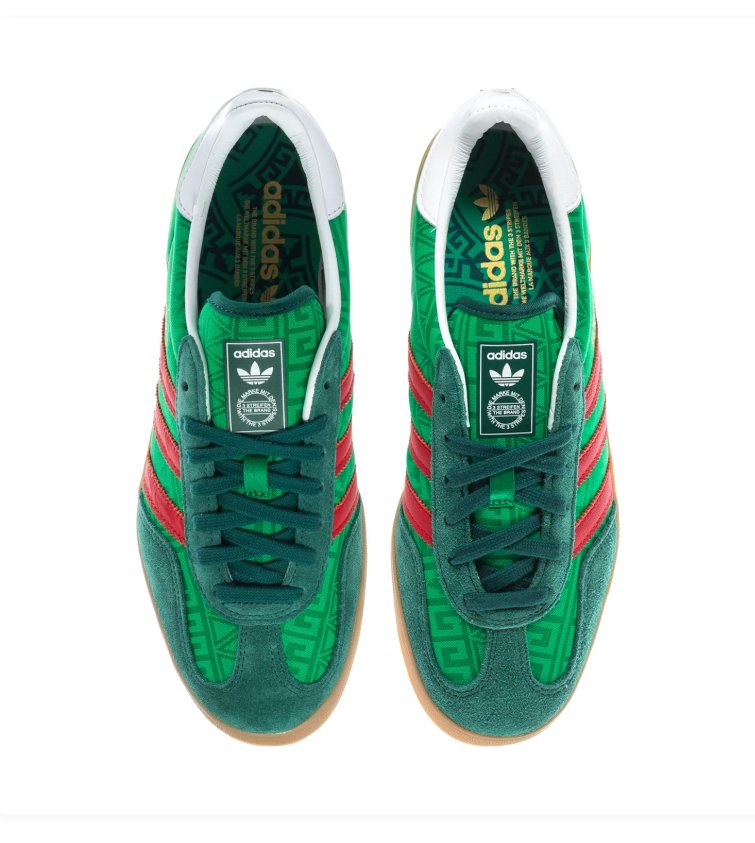 adidas Green Sneakers with Red Stripes and Gum Sole