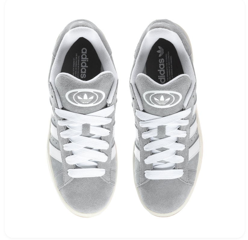 adidas Campus Grey Sneakers with White Stripes and Gum Sole