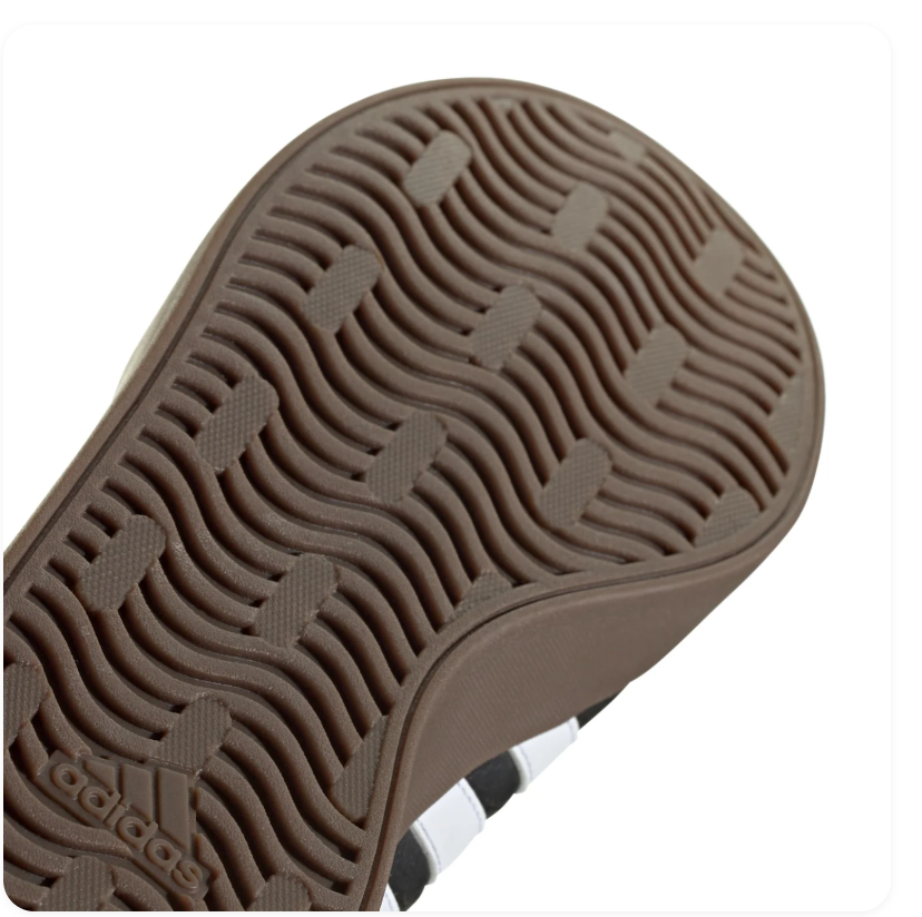 adidas Black Low-Top Sneakers with White Stripes and Brown Sole