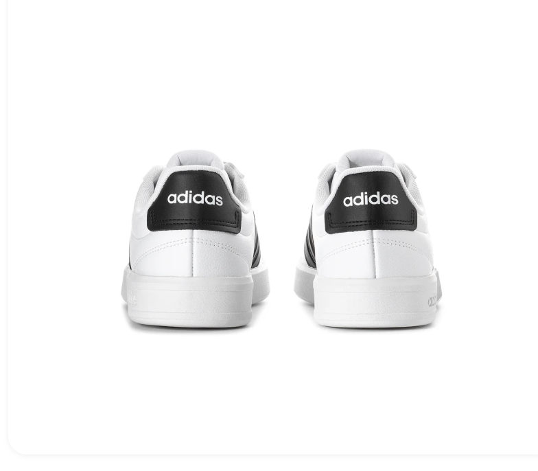 adidas White Low-Top Sneakers with Black Stripes and Cloudfoam Sole