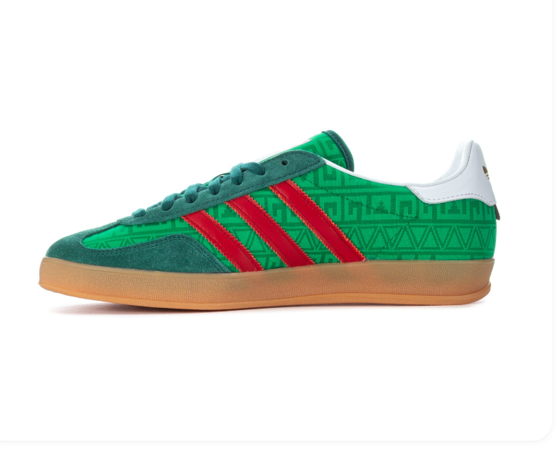 adidas Green Sneakers with Red Stripes and Gum Sole