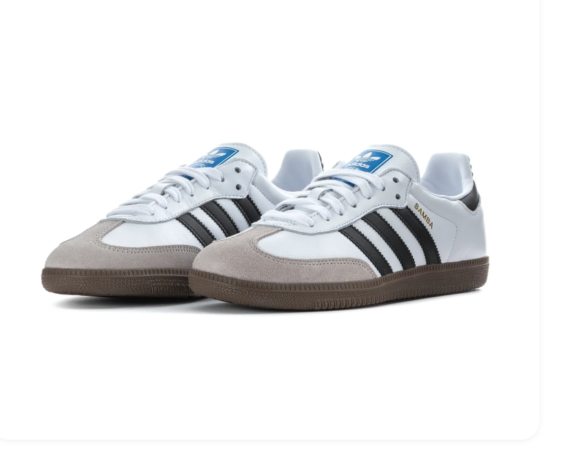 adidas Samba White and Grey Sneakers with Black Stripes