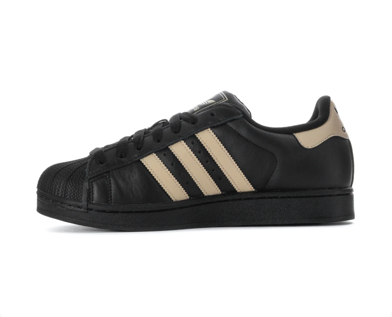adidas Superstar Black Sneakers with Beige Stripes