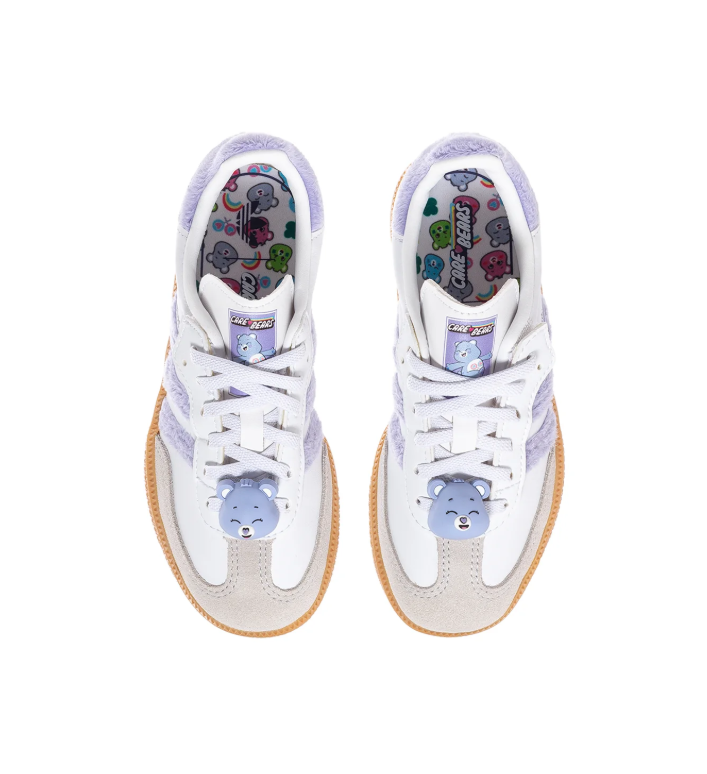adidas Gazelle x Care Bears Sneakers in White and Lavender