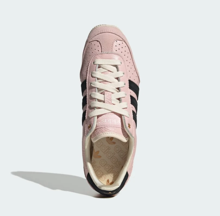 adidas Pink Sneakers with Black Stripes and Cream Sole