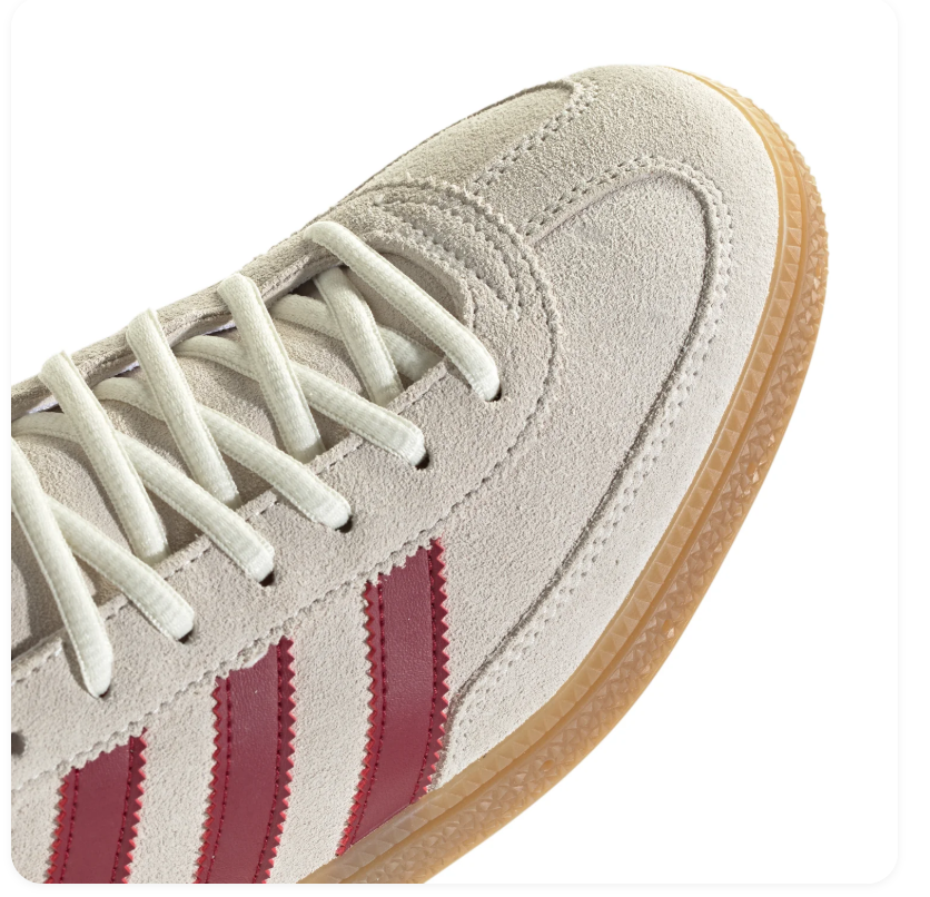 adidas Handball Spezial Cream White Sneakers with Burgundy Stripes