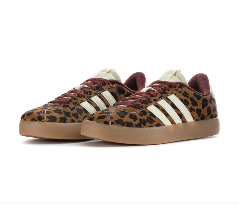 adidas Leopard Print Low-Top Sneakers with Burgundy Laces