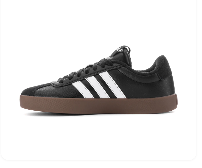 adidas Black Low-Top Sneakers with White Stripes and Brown Sole