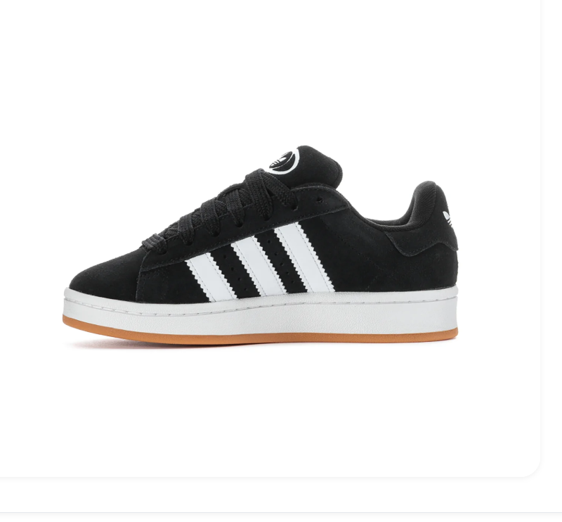 adidas Black & White Low-Top Sneakers with Gum Sole