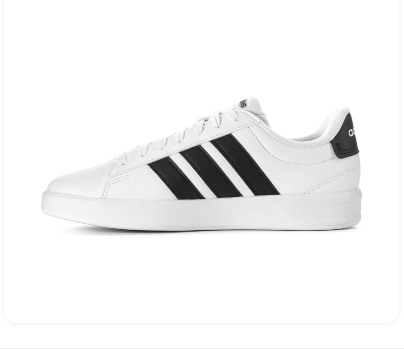 adidas White Low-Top Sneakers with Black Stripes and Cloudfoam Sole