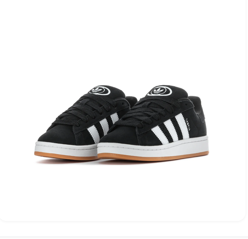 adidas Black & White Low-Top Sneakers with Gum Sole