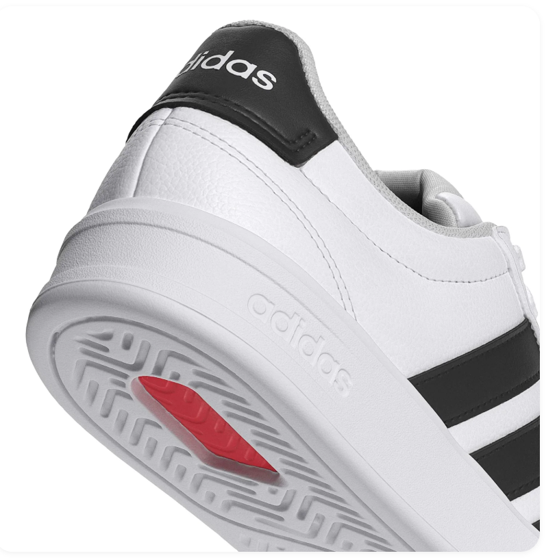 adidas White Low-Top Sneakers with Black Stripes and Cloudfoam Sole