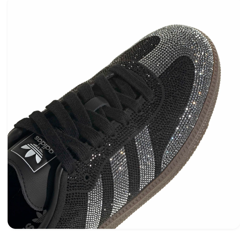 adidas Black Sneakers with Silver Crystal-Style Details