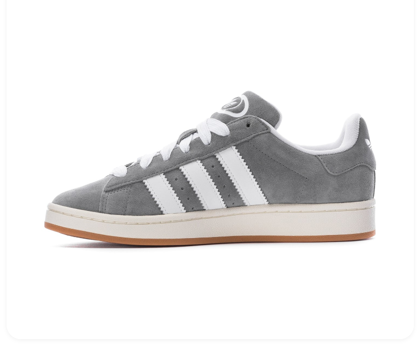 adidas Campus Grey Sneakers with White Stripes and Gum Sole