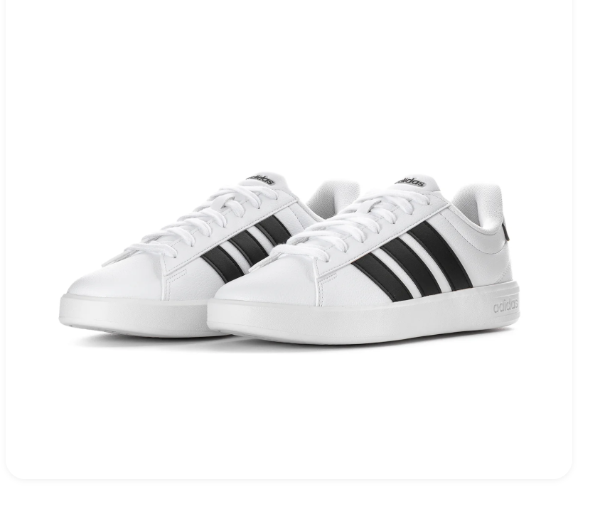 adidas White Low-Top Sneakers with Black Stripes and Cloudfoam Sole