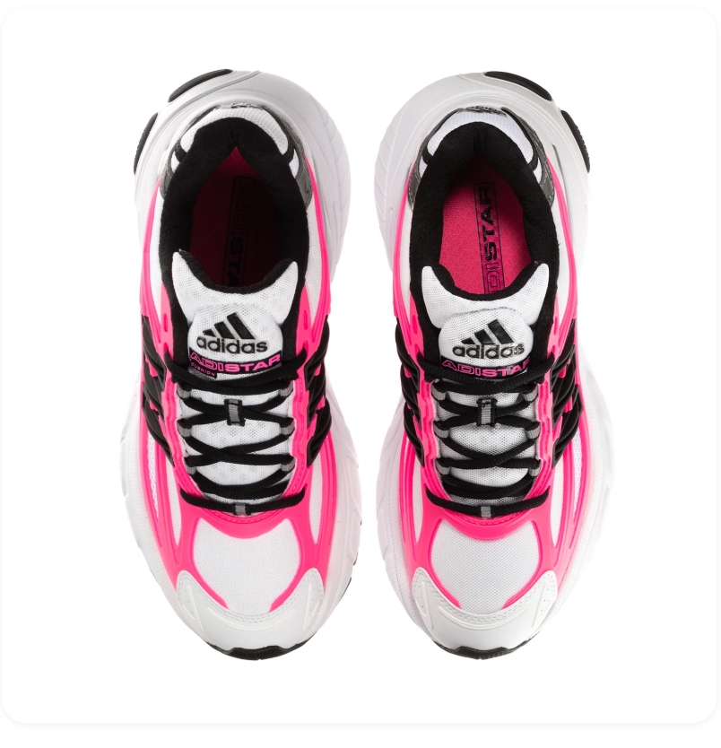 adidas Adistar Sneakers in White, Hot Pink, and Black