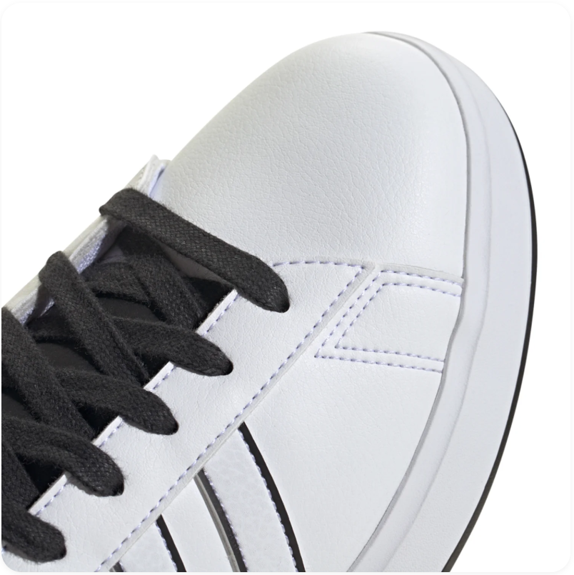 adidas White Sneakers with Black Stripes and Black Laces