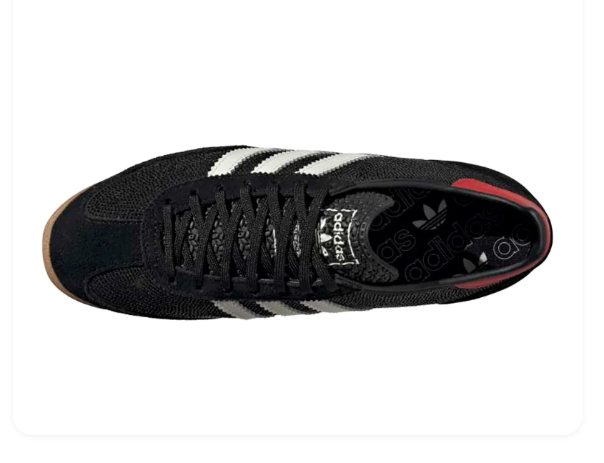 adidas Black Sneakers with White Stripes and Red Accents