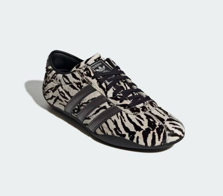 adidas Black and Cream Tiger-Print Low-Top Sneakers