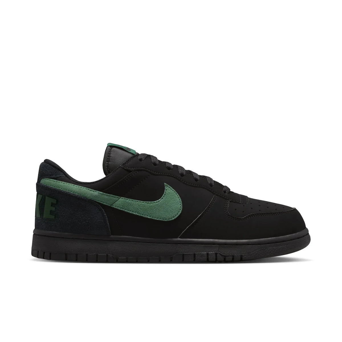 Nike Black Low-Top Sneakers with Green Swoosh