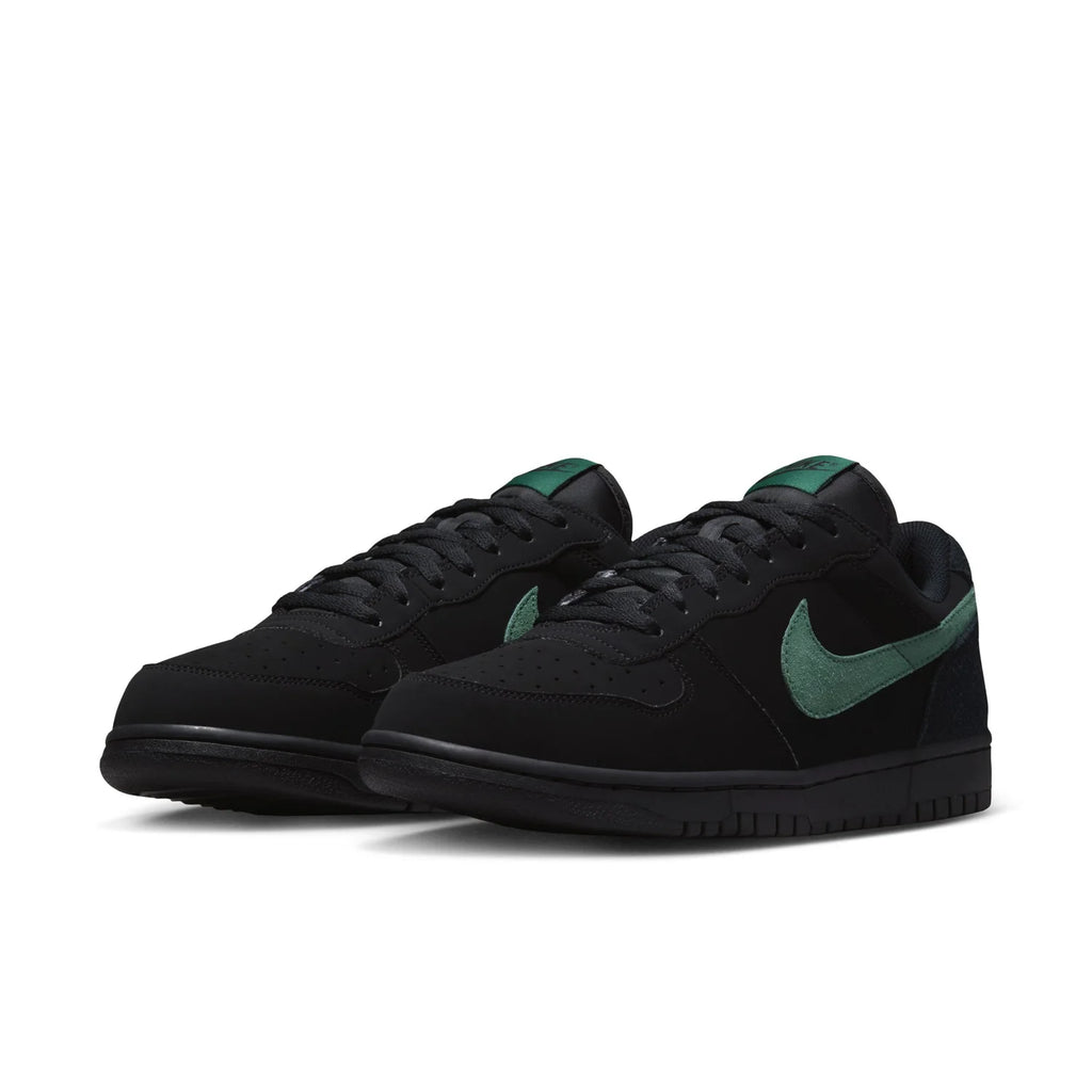 Nike Black Low-Top Sneakers with Green Swoosh