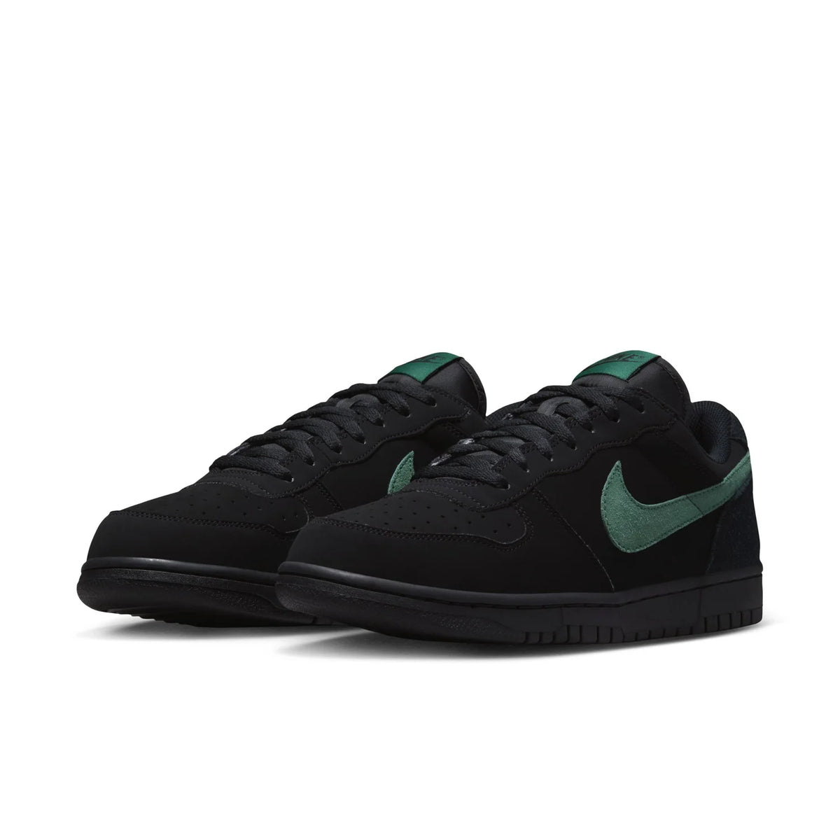 Nike Black Low-Top Sneakers with Green Swoosh