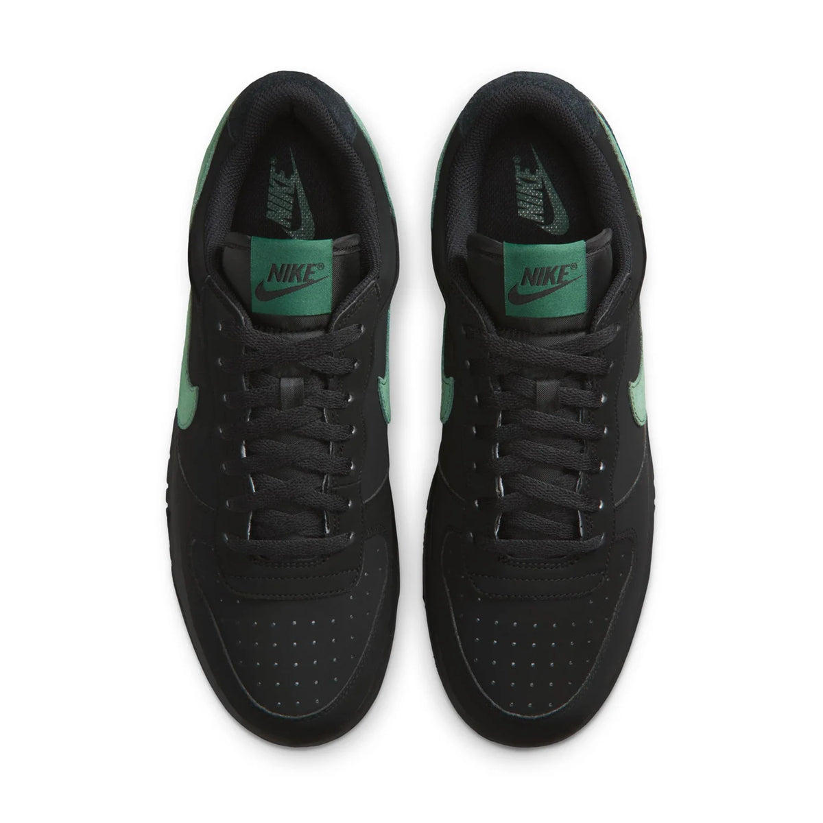 Nike Black Low-Top Sneakers with Green Swoosh