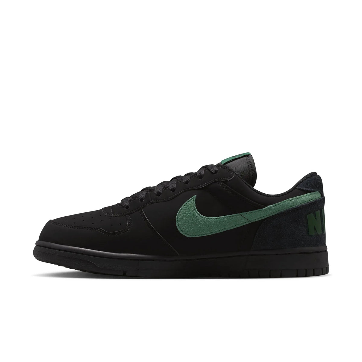 Nike Black Low-Top Sneakers with Green Swoosh